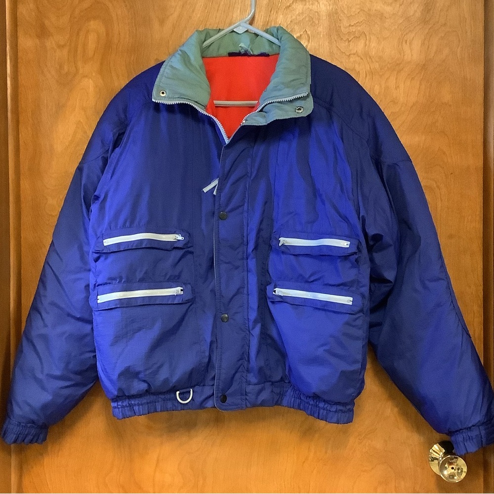 Vintage 80s 90s Color Block Insulated Bomber Ski Jacket w/ Multi-Pockets